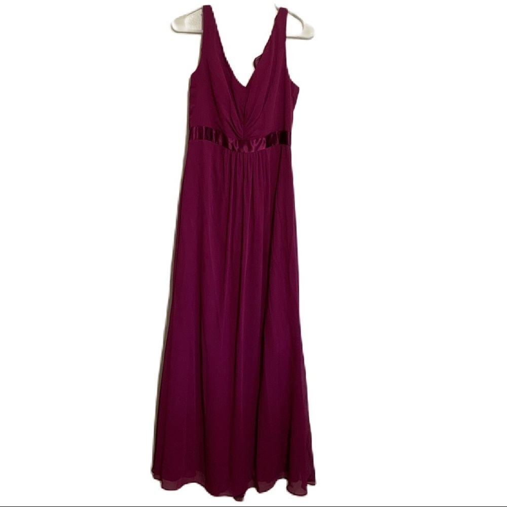 David's Bridal Sleeveless Chiffon Dress Ruffle Back  Plum